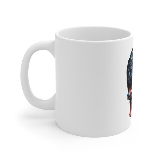 American Flag Skull Mug — Patriotic Skull Coffee Cup (11 oz)