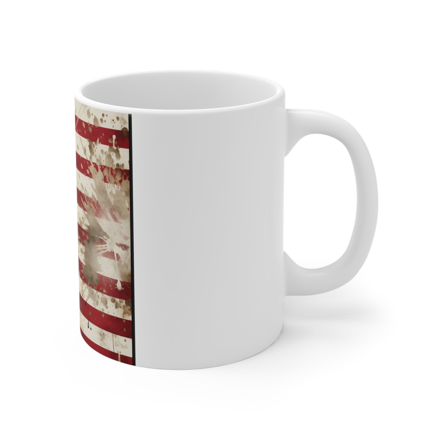 American Flag Coffee Mug – Heavy Paint Splatter USA Mug – Bold Grunge Patriotic Mug – Artistic Freedom Mug 11oz