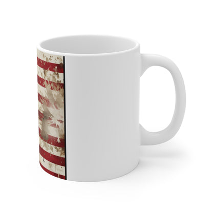 American Flag Coffee Mug – Heavy Paint Splatter USA Mug – Bold Grunge Patriotic Mug – Artistic Freedom Mug 11oz