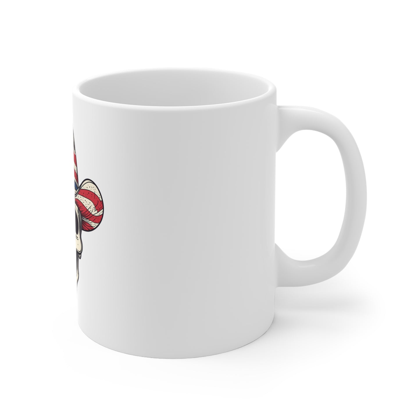 American Flag Skull Cowboy Mug — Patriotic Western 11oz Coffee Cup