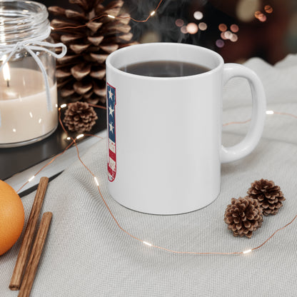 Patriotic Letter U Coffee Mug – American Flag Initial Mug – Vintage USA Monogram Mug – Distressed Americana Alphabet Gift Mug 11oz