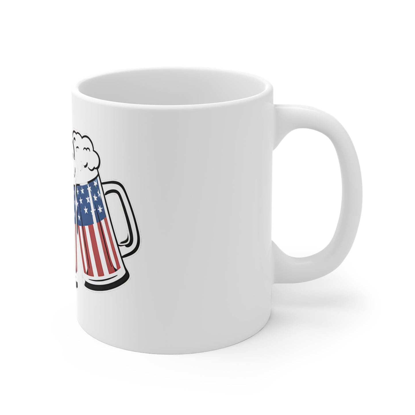 American Flag Beer Mug 11oz – Patriotic Fourth of July Coffee Cup
