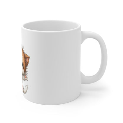Cute Patriotic Kitten with Balloons Coffee Mug – Americana Cat Mug – Red White Blue Balloon Cat Mug – 4th of July Cat Lover Gift Cute Kitten with Patriotic Balloons Mug — 11oz