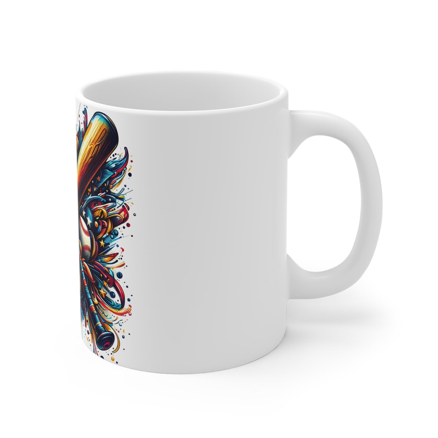 Patriotic Baseball Bats Coffee Mug – Crossed Bats American Shield Mug – USA Baseball Art Cup – Bold 4th of July Sports Gift 11oz