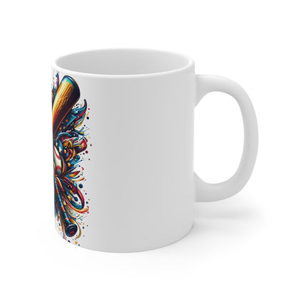 Patriotic Baseball Bats Coffee Mug – Crossed Bats American Shield Mug – USA Baseball Art Cup – Bold 4th of July Sports Gift 11oz