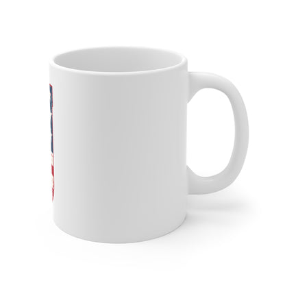 Patriotic Letter U Coffee Mug – American Flag Initial Mug – Vintage USA Monogram Mug – Distressed Americana Alphabet Gift Mug 11oz