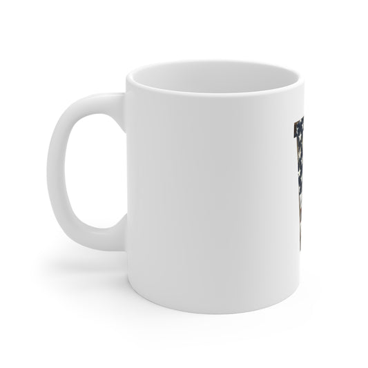 Patriotic Letter W Coffee Mug – American Flag Initial Mug – Vintage USA Monogram Mug – Distressed Americana Alphabet Gift Mug 11oz