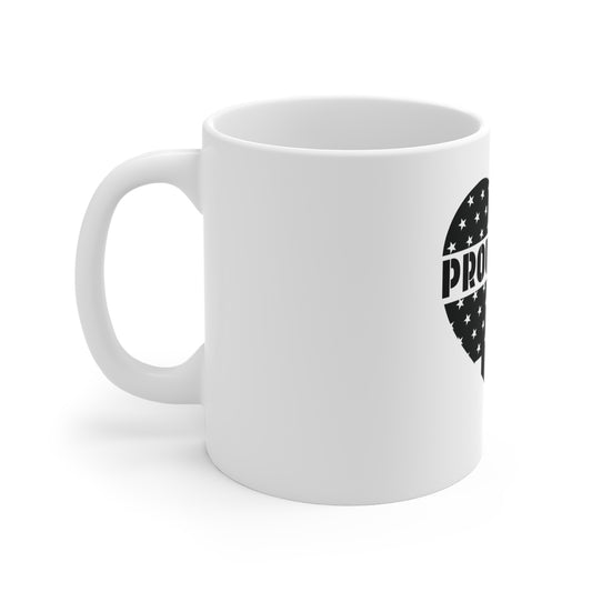 American Flag Heart Coffee Mug – Blacked Out USA Heart Mug – Patriotic Love Mug – Minimalist USA Gift Cup Mug 11oz