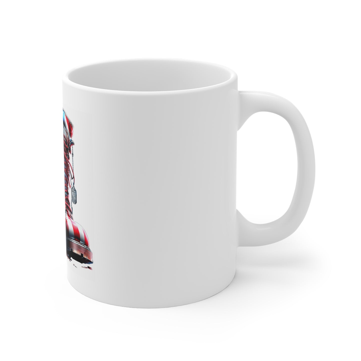 Patriotic Combat Boots Coffee Mug – American Flag Military Boots Mug – Veteran Tribute USA Mug 11oz