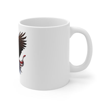 American Eagle Mug - Bald Eagle with USA Flag 11oz Patriotic Coffee Cup