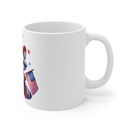 Cute Patriotic Raccoon Coffee Mug – Uncle Sam Raccoon Mug – Americana Flag Animal Mug – Adorable USA Character Cup 11oz