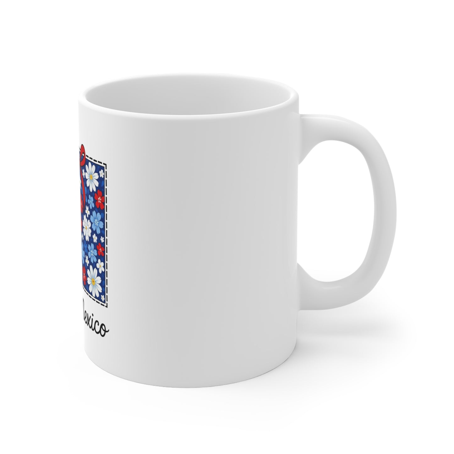 New Mexico Floral State Mug - Red, White & Blue Daisy Coffee Cup (11 oz)