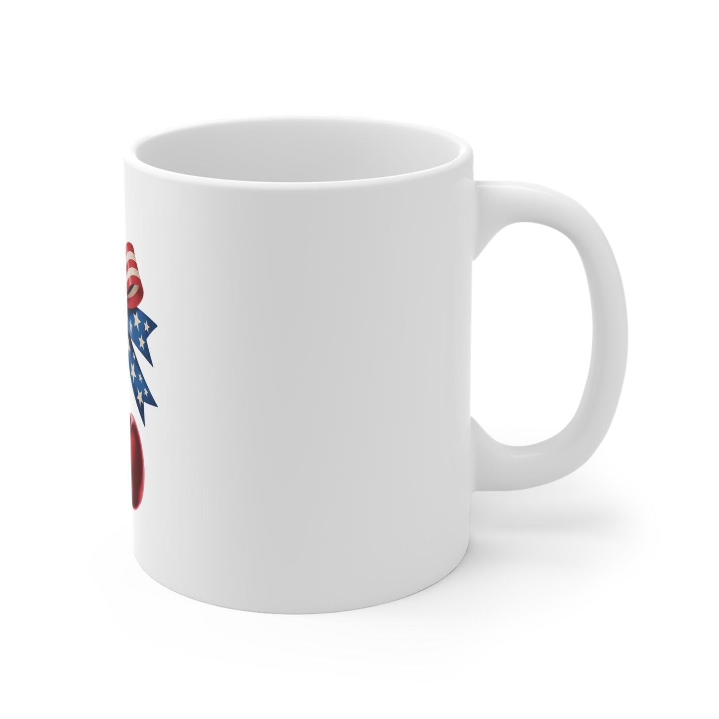 Patriotic Cherry Mug - 11oz American Flag Bow Coffee Cup