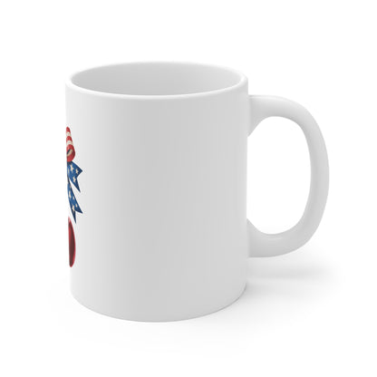 Patriotic Cherry Mug - 11oz American Flag Bow Coffee Cup