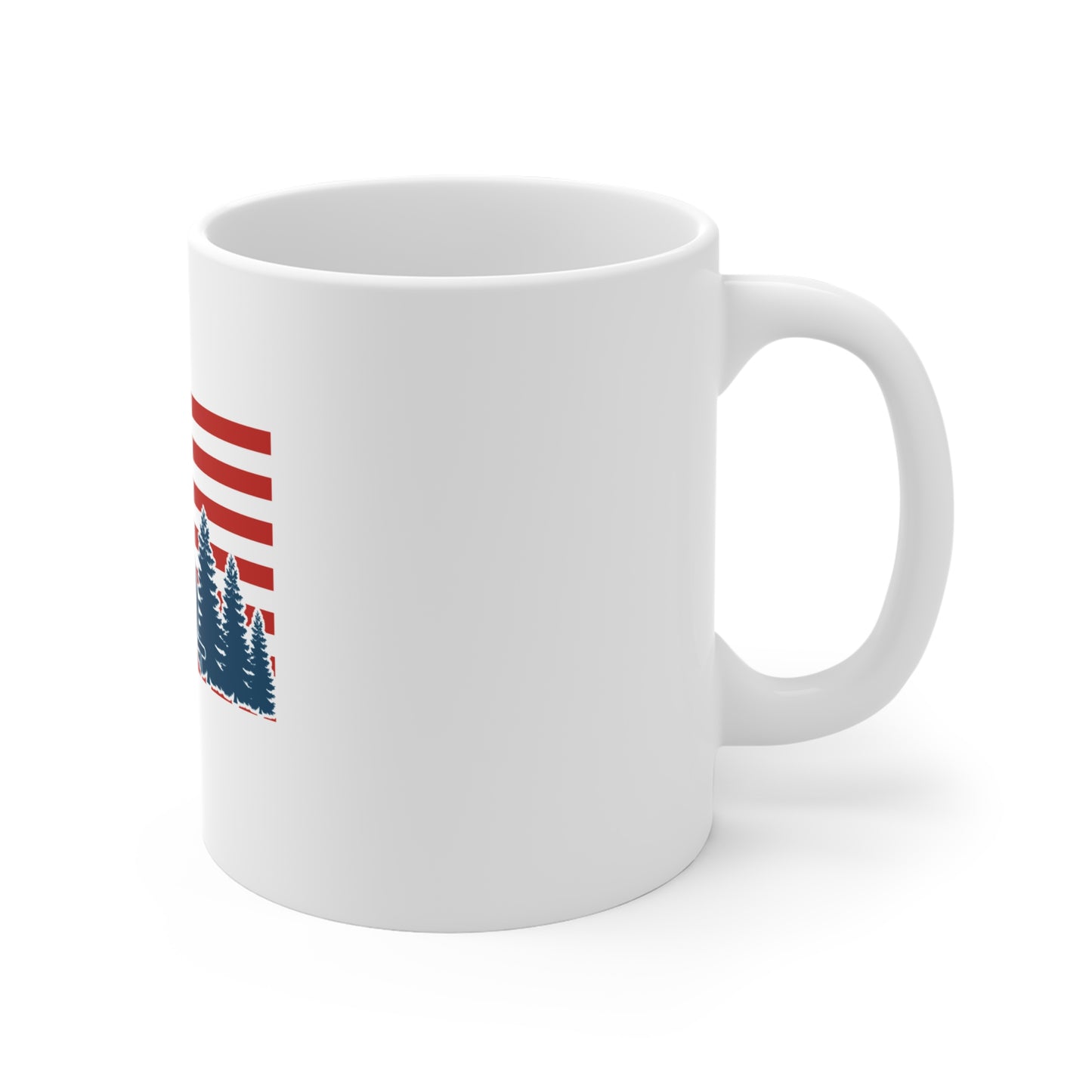 American Camper Mug — RV Trailer & Flag Coffee Cup (11oz)