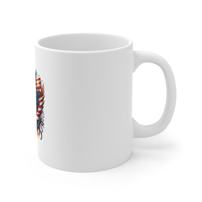 Patriotic Eagle Mug — American Flag Bald Eagle 11oz Coffee Cup