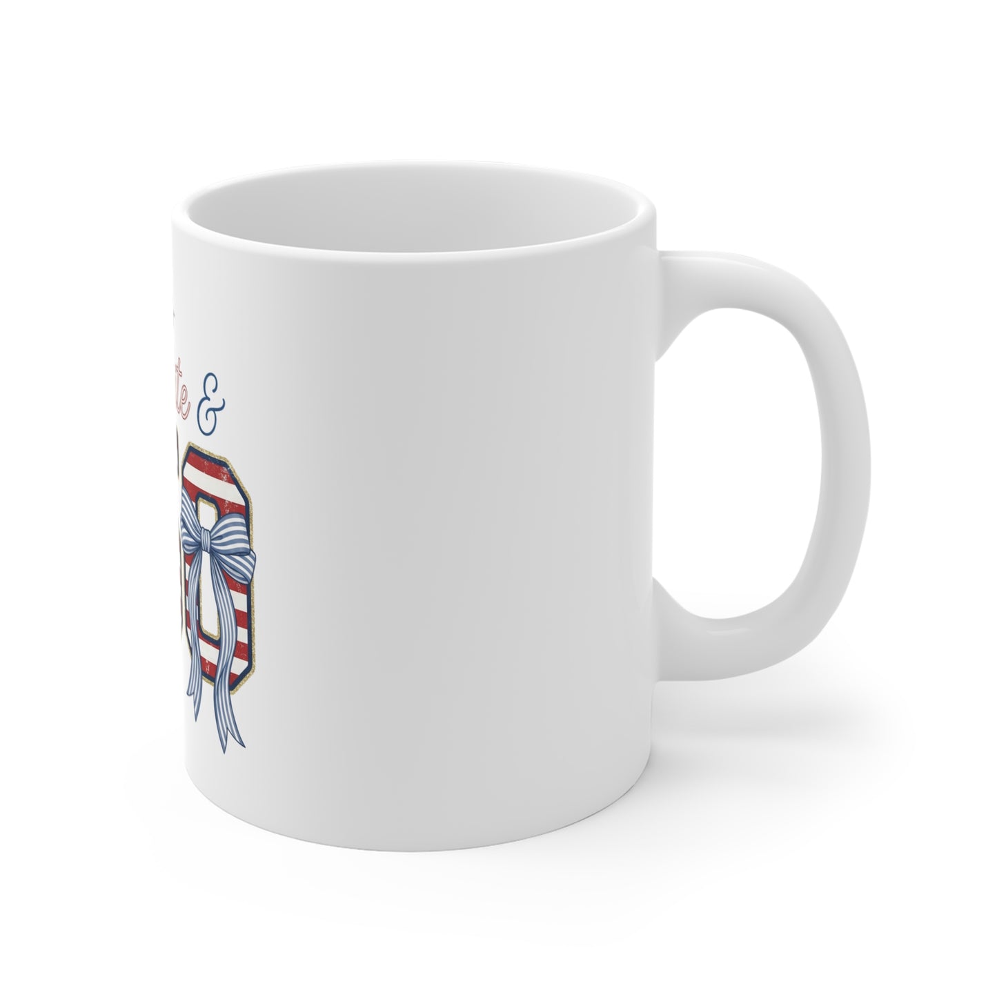 Red White & 250 Patriotic 11oz Coffee Mug — American Flag Number Design for 4th of July