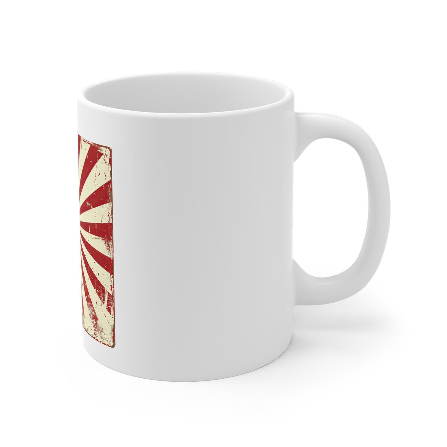 Retro American Flag Sunburst Coffee Mug – Vintage Patriotic USA Mug – Bold Stars & Stripes 11oz Ceramic Cup – Americana Gift