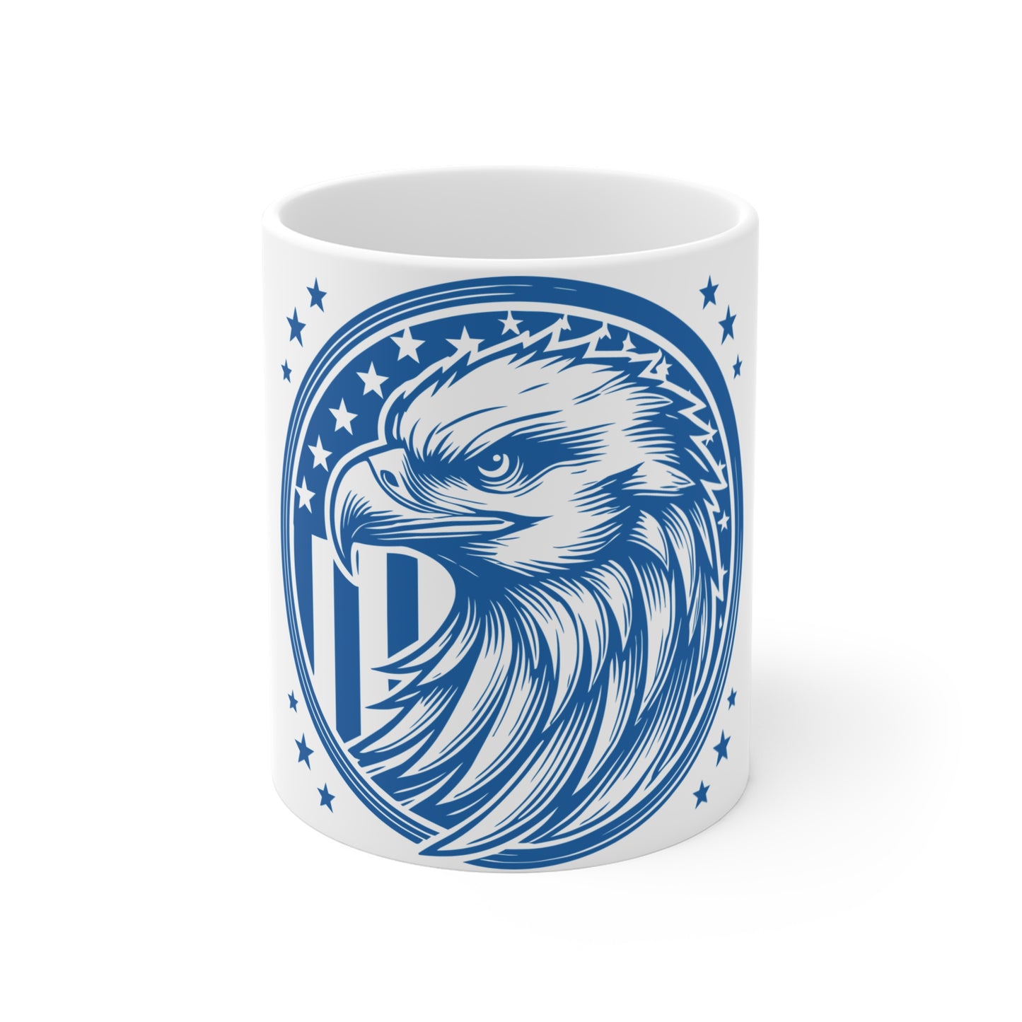 Patriotic Eagle Badge Coffee Mug – USA Eagle Crest Mug – American Flag Shield Cup – Bold Freedom Emblem Mug 11oz