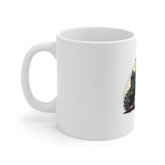 Patriotic Tractor Coffee Mug – Vintage American Flag Farm Tractor Mug – Retro USA Country Pride Cup – Farmer Gift Mug – Rustic Americana Tractor Mug Mug 11oz