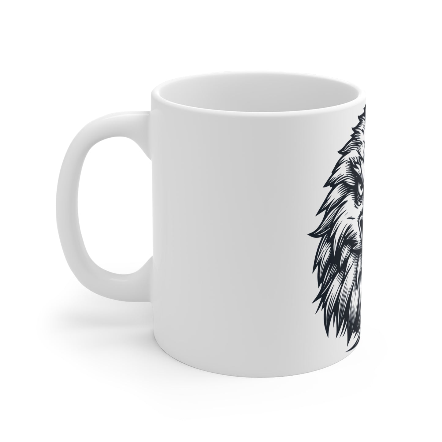 Bald Eagle Face Coffee Mug – Intense Eagle Front View Mug – Bold American Pride Cup – Symmetrical Eagle Graphic Mug 11oz