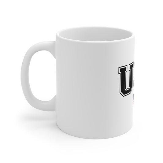 USA Varsity Letter Coffee Mug – Classic American Pride Mug – Bold Collegiate USA Cup – Patriotic Minimalist Coffee Mug 11oz