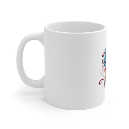 American Flag Sunflower Mug — Patriotic Floral 11oz Coffee Cup