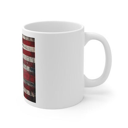 Deep Grain Barnwood American Flag Coffee Mug – Rustic Wood Texture USA Flag Mug – Weathered Wooden Patriotic Cup – Vintage Americana Mug American Flag Rustic Wood 11oz Mug — Patriotic USA Coffee Cup...