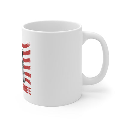 Patriotic 'Feral But Free' Raccoon Mug — 11oz