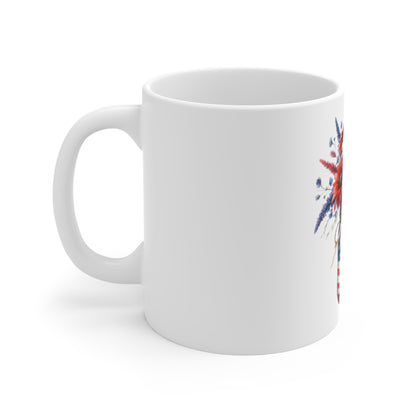 Patriotic Floral Mason Jar Coffee Mug – Red White Blue Flower Arrangement Mug – Americana Wildflower Vase Cup – Rustic 4th of July Gift Patriotic Mason Jar Floral Mug – 11oz Red White Blue Bouquet...