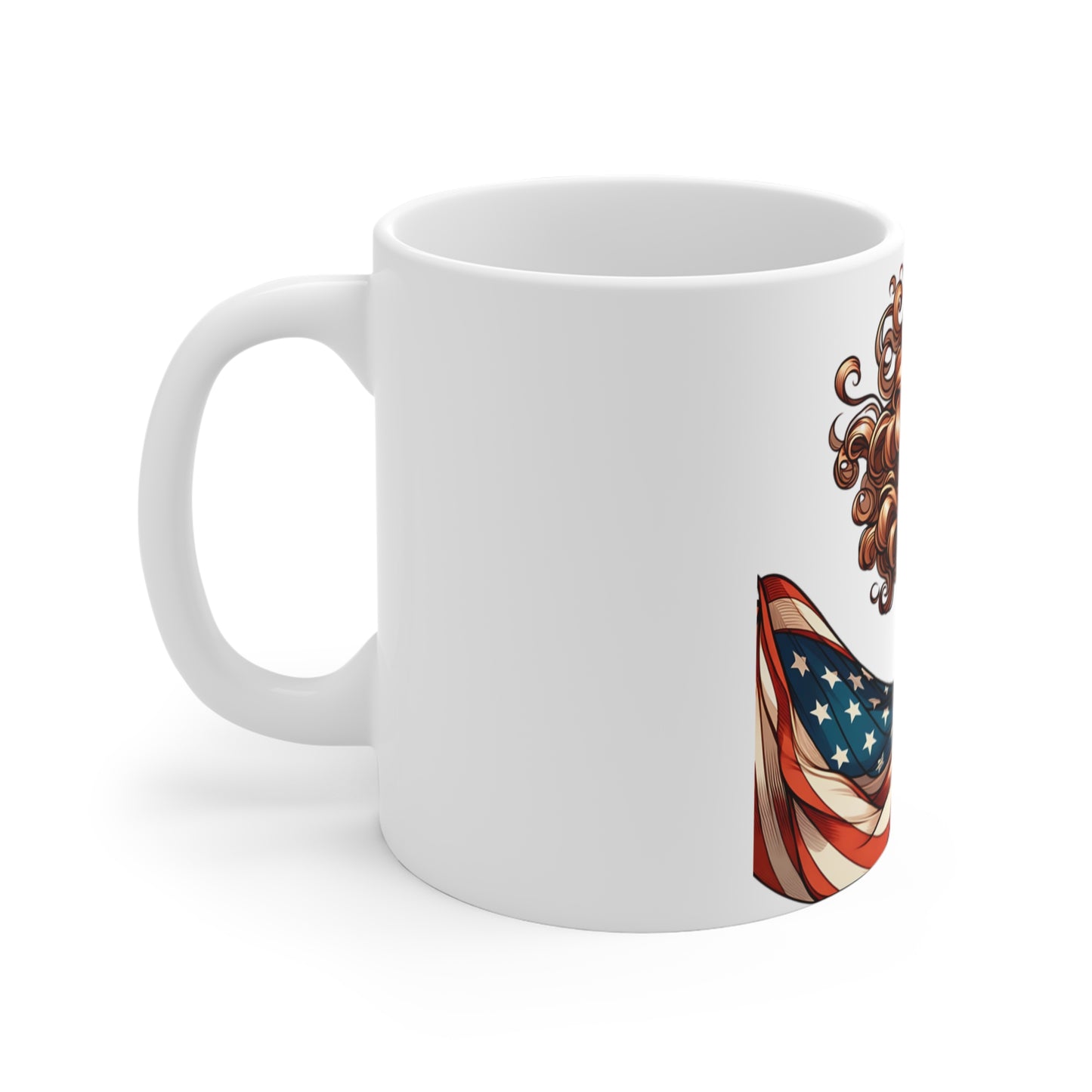 Patriotic Pin-Up Close-Up Mug – Vintage Americana Woman Coffee Mug – Retro USA Flag Dress Cup – Bold American Beauty Mug – Fourth of July Gift Patriotic Pin-Up Girl Coffee Mug – 11oz Americana Flag...