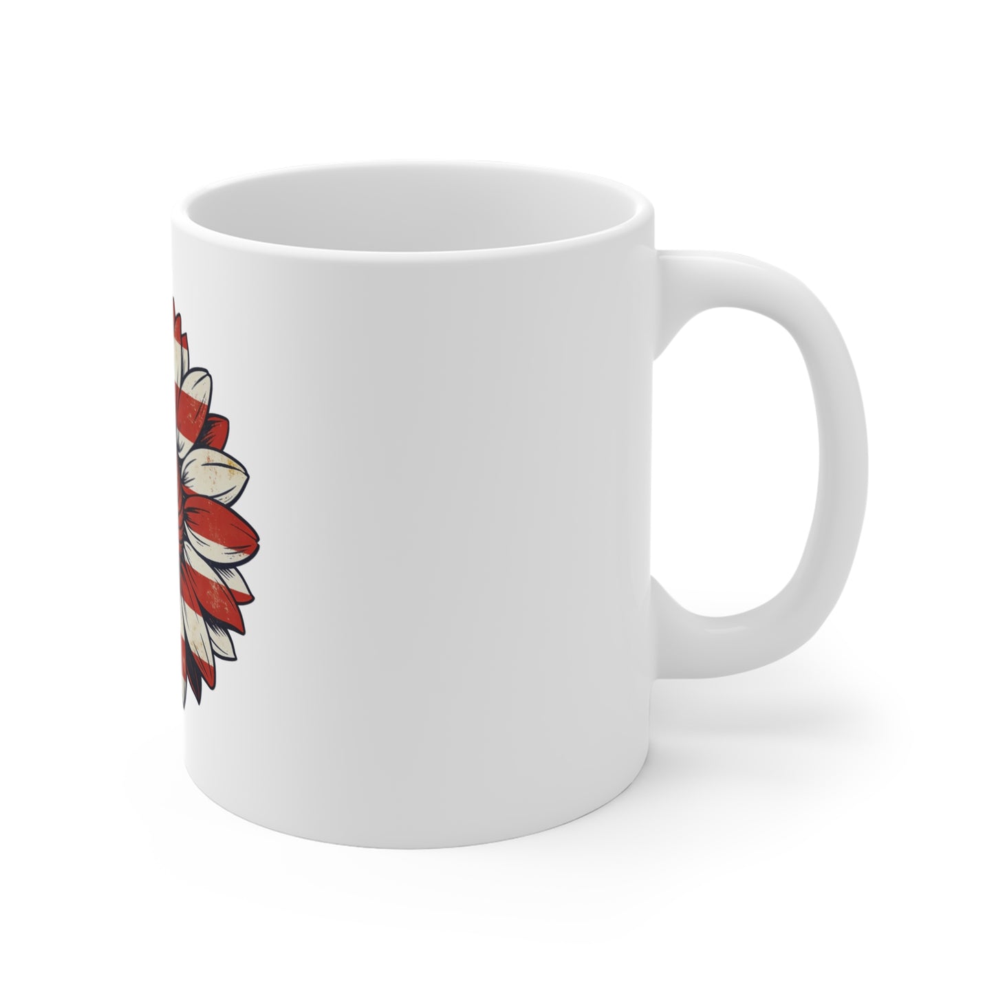 Patriotic Sunflower Mug — American Flag Floral Coffee Cup (11 oz)