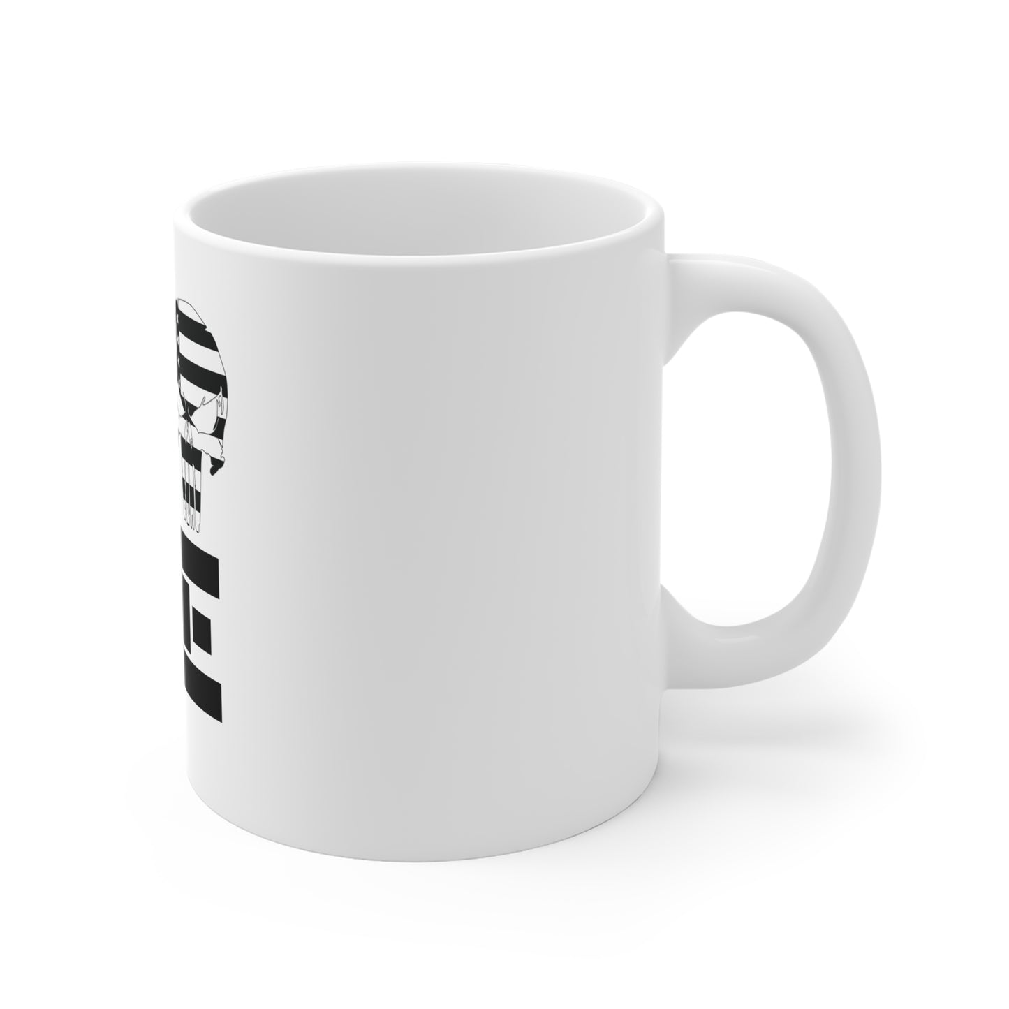 American Flag Skull Mug – Minimalist USA Skull Coffee Mug – Black & White Patriotic Skull Cup – Clean Tactical Design Mug Mug 11oz
