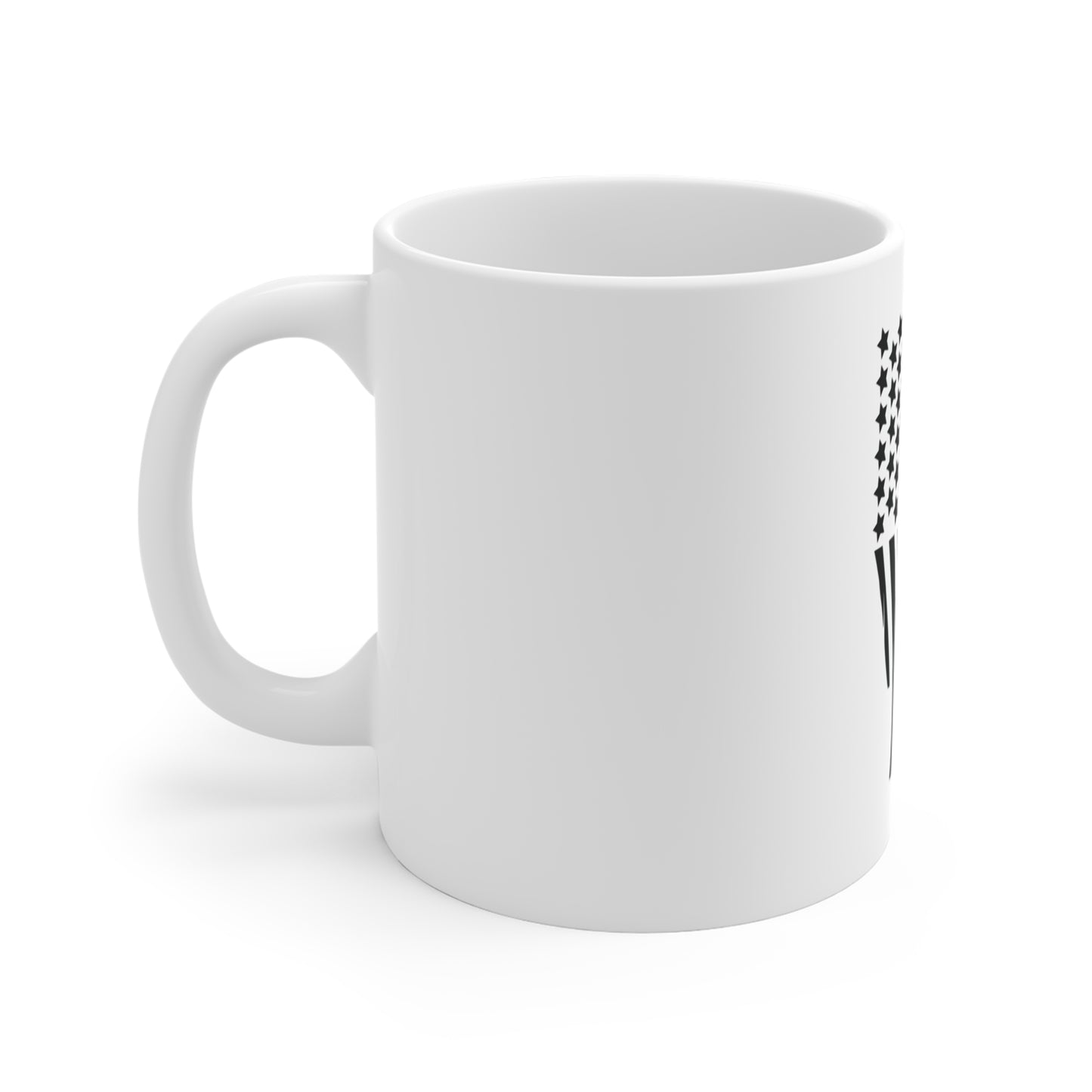 Black Vertical American Flag Coffee Mug – Distressed USA Flag Mug – Modern Patriotic Cup – Stealth Americana Gift Mug 11oz