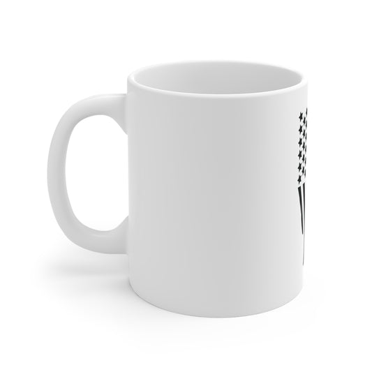 Black Vertical American Flag Coffee Mug – Distressed USA Flag Mug – Modern Patriotic Cup – Stealth Americana Gift Mug 11oz