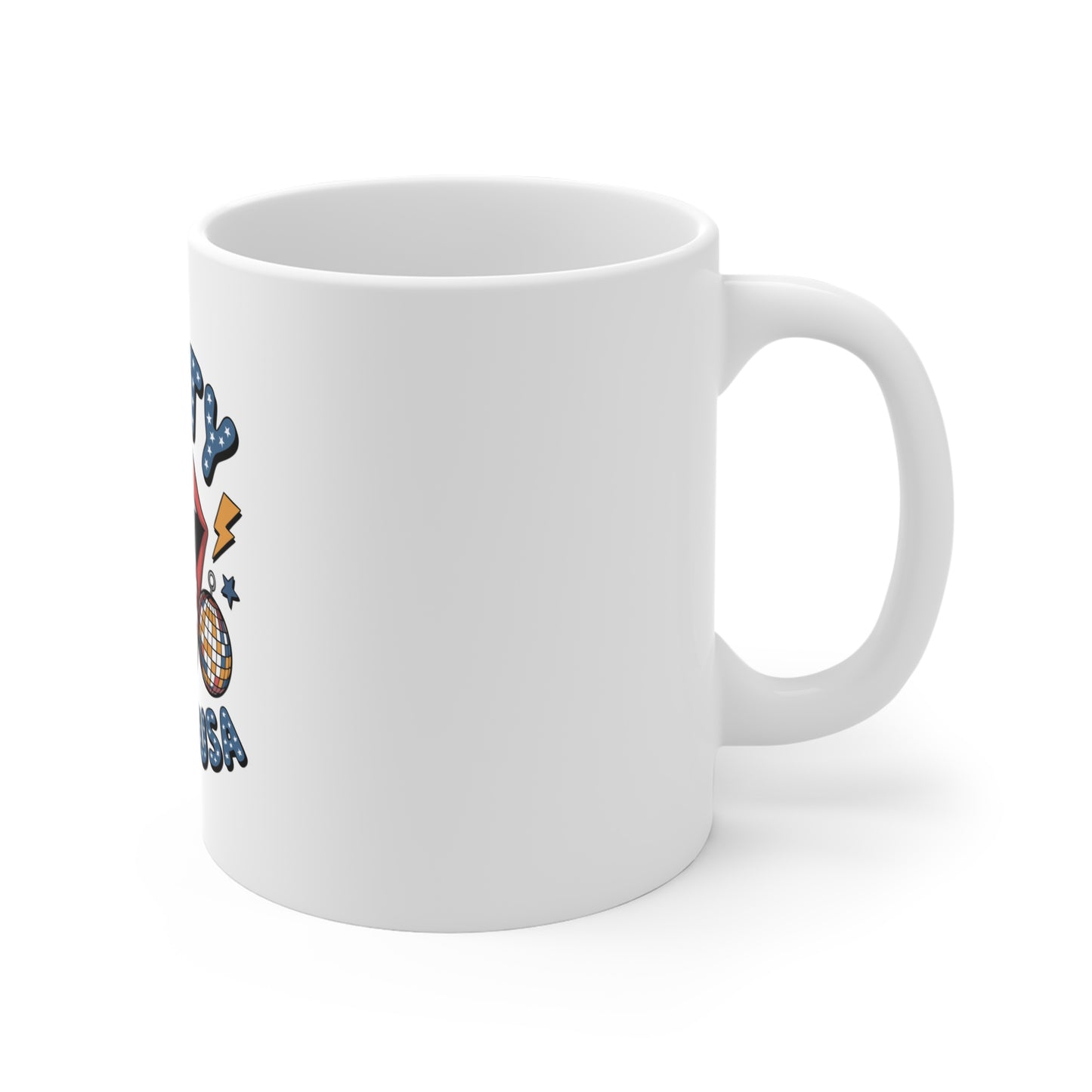 Party in the USA Mug — Patriotic 11oz Coffee Cup with Flag Tongue Design