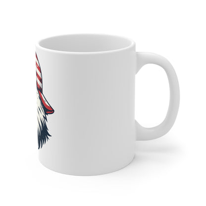 Patriotic Eagle Coffee Mug – American Flag Bald Eagle with Cap Mug – Vintage USA Freedom Eagle Cup – Cool Americana Eagle Gift Mug Mug 11oz