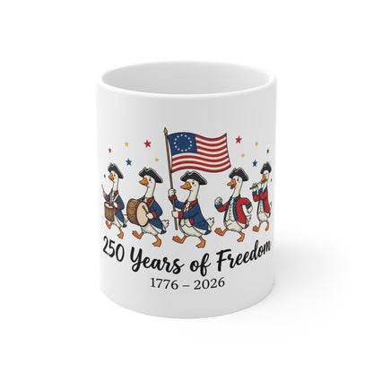 250 Years of Freedom 1776–2026 Patriotic Penguin Mug