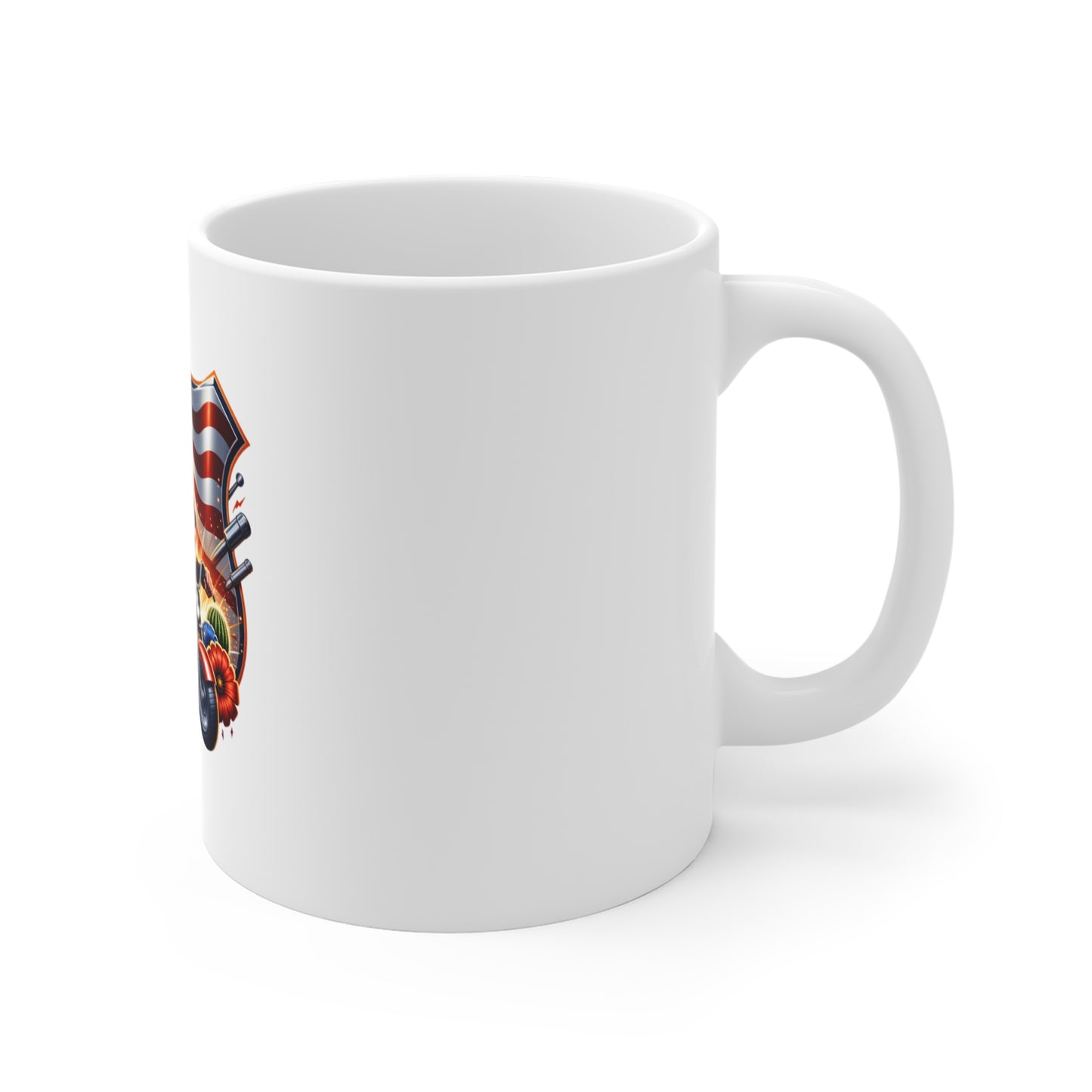 Patriotic Biker Gnome Mug - 11oz American Flag Motorcycle Coffee Cup