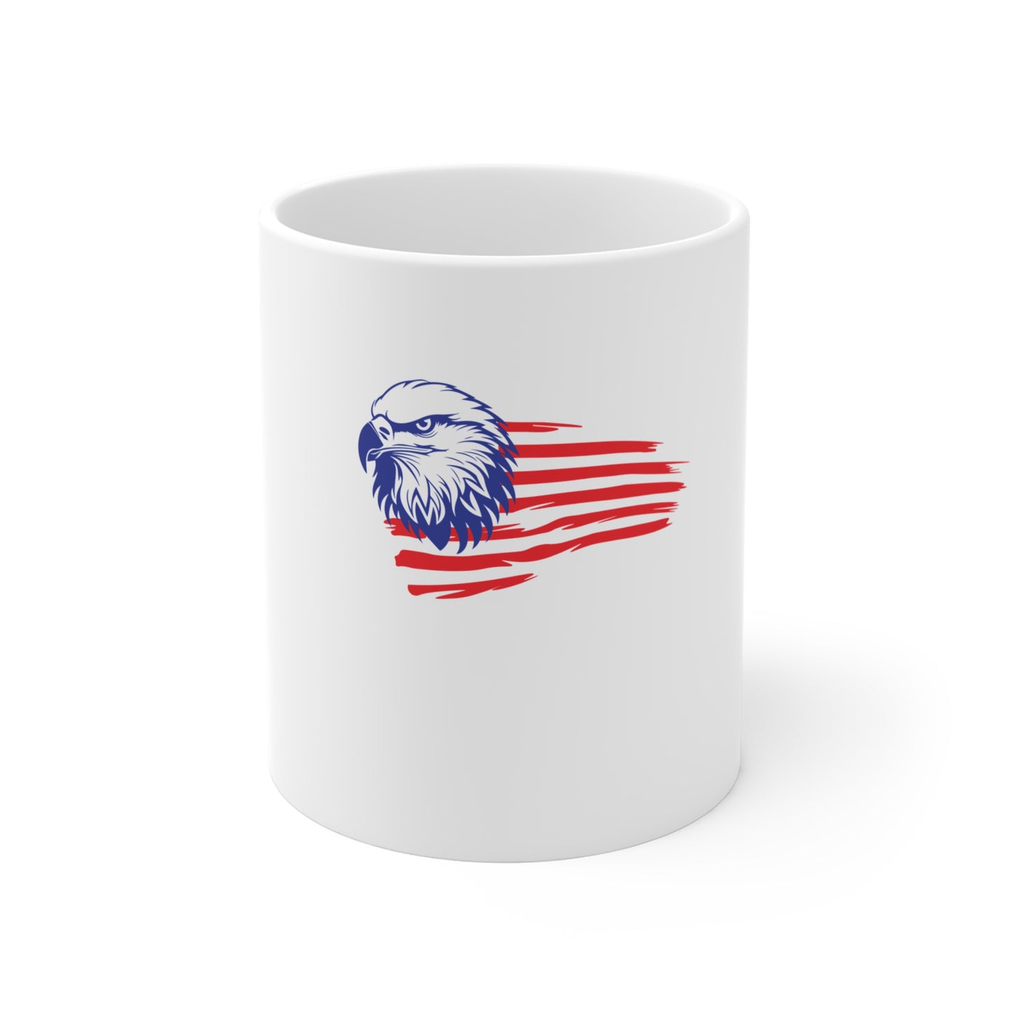 American Eagle Head Coffee Mug – Patriotic Eagle Mug – USA Freedom Head Design Cup – Red White Blue Americana Gift Mug 11oz