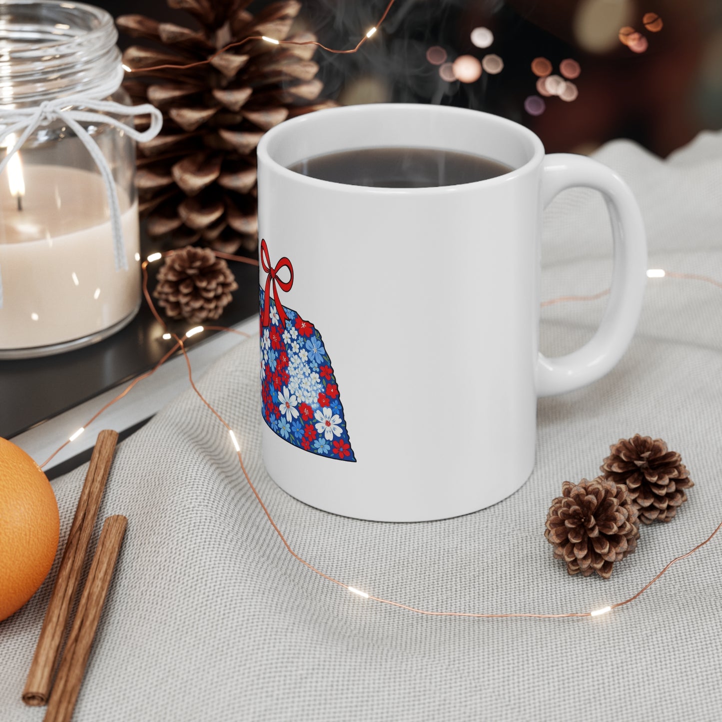 Nebraska Floral State Mug — Red, White & Blue Daisy Tea Coffee Cup