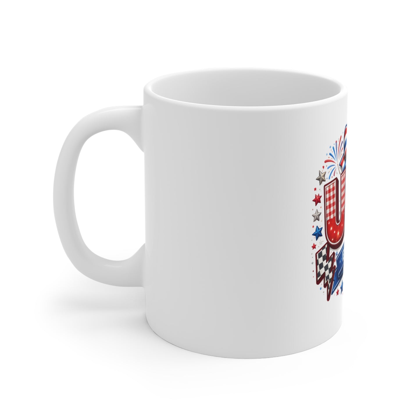 USA EST 1776 Patriotic Bow Mug – Red White Blue Vintage America Coffee Cup – Fourth of July USA Pride Mug 11oz