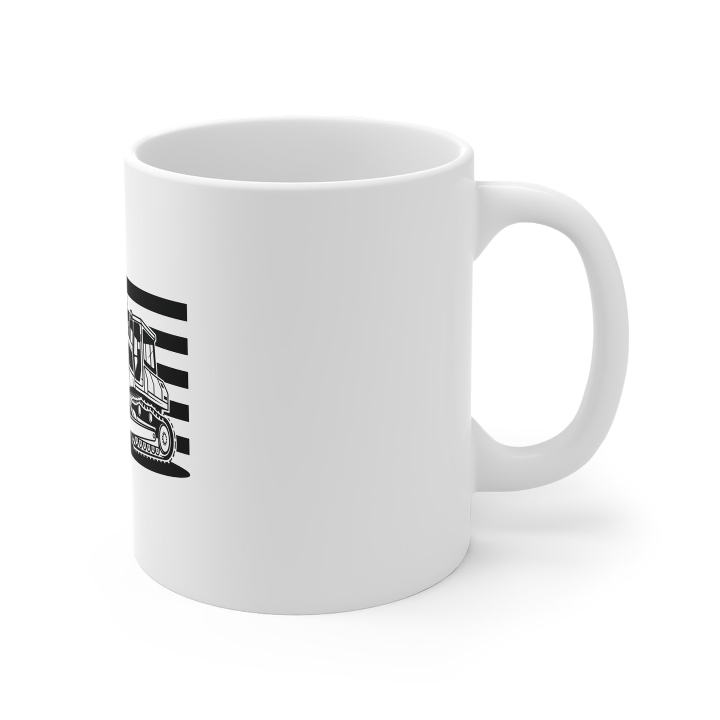 Blackout Bulldozer American Flag Coffee Mug – Patriotic Construction Equipment Mug – Tactical Heavy Equipment Operator Cup – USA Dozer Mug Mug 11oz