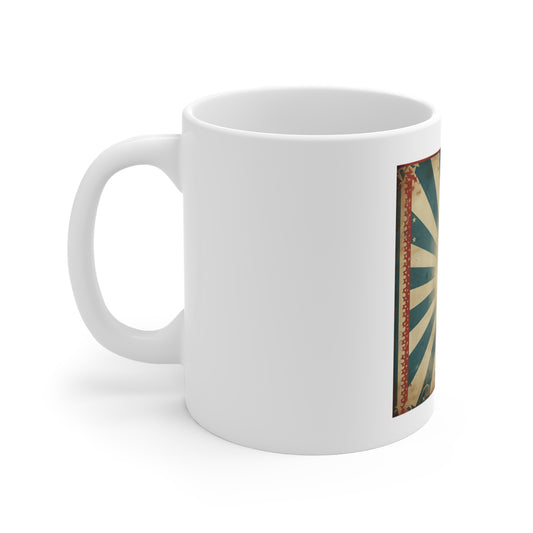 Vintage Americana Sunburst Coffee Mug – Distressed Patriotic Rays Mug – Retro USA Poster Style Cup – Rustic Heritage Gift Vintage Sunburst Mug — Retro Distressed Radial Design 11oz