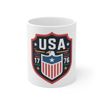 USA Shield Eagle 1776 Mug — Patriotic American Flag Coffee Cup