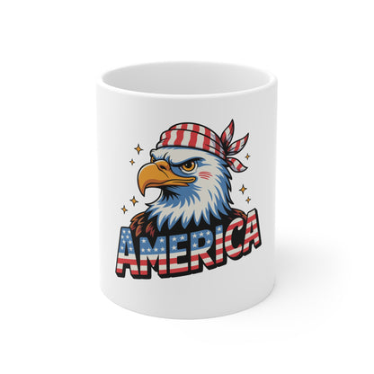 Patriotic Eagle Coffee Mug - 'America' 11oz