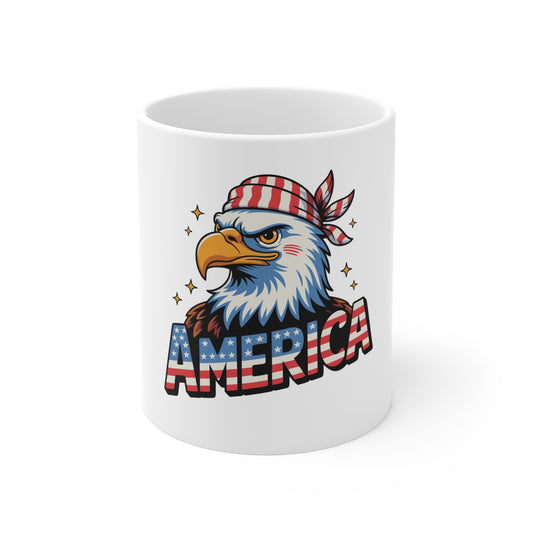 Patriotic Eagle Coffee Mug - 'America' 11oz