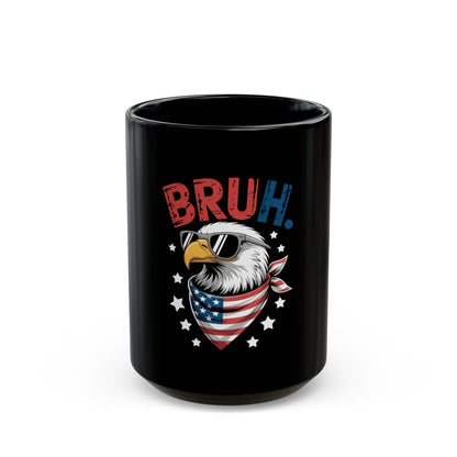 Bruh Eagle American Flag Mug — Patriotic Funny Coffee Cup (11oz/15oz)