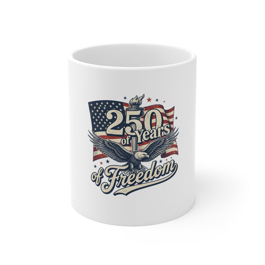 250 Years of Freedom Mug – Patriotic American Flag & Eagle Coffee Cup