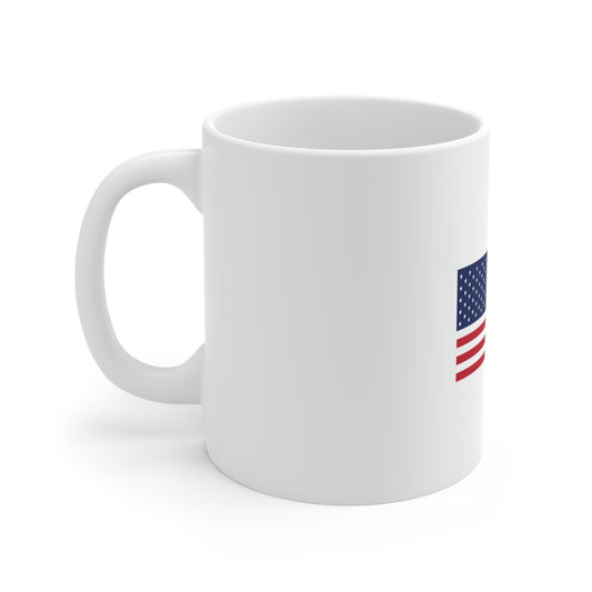Modern American Flag Coffee Mug – Red Black USA Flag Mug – Bold Patriotic Stripes Cup – Minimalist Americana Gift Mug 11oz